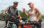 Surprise meeting for two cycle adventurers