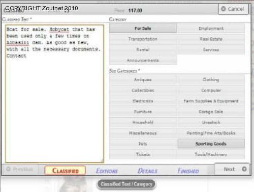 Placing of classifieds now much easier