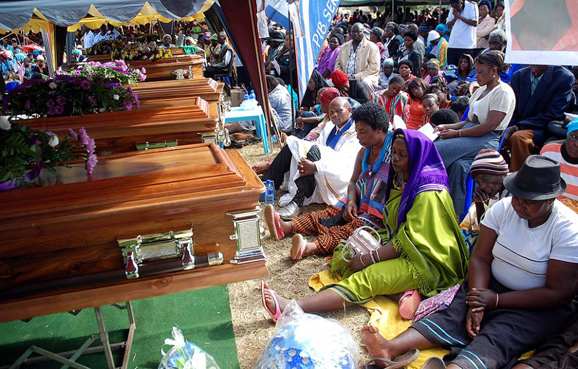 Drama at alleged drag victims funeral