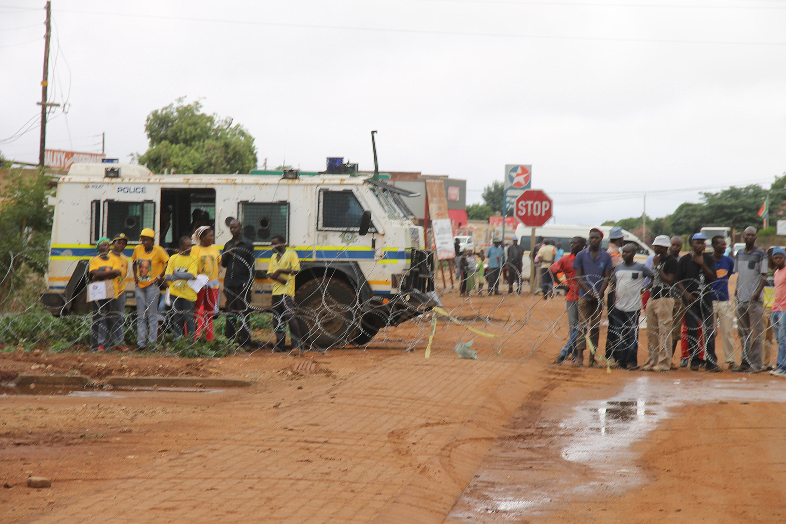 Teargas and razor wire