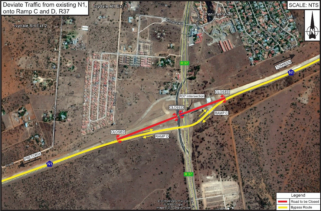 Take note of traffic deviation on N1 south