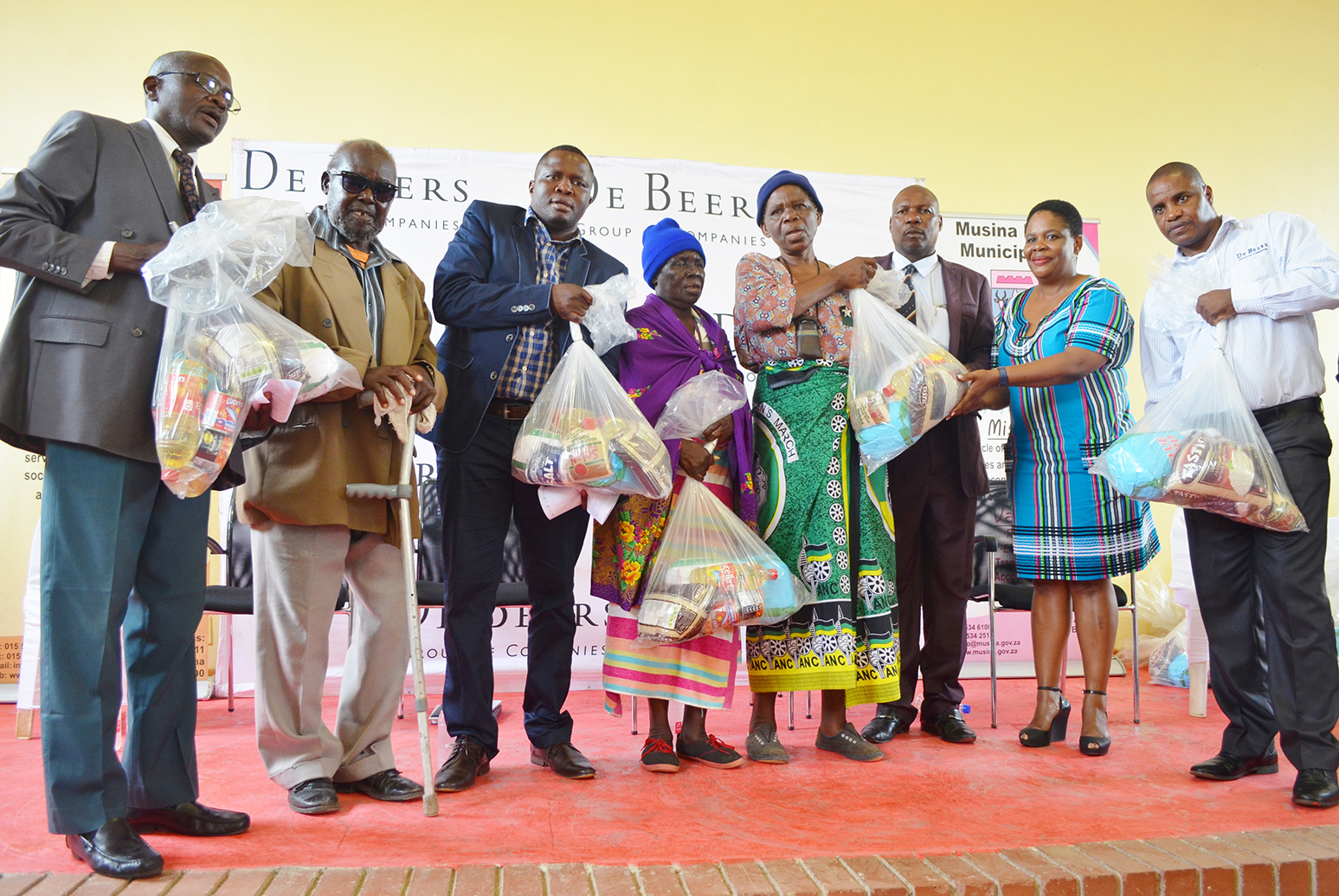 Pensioners receive food hampers