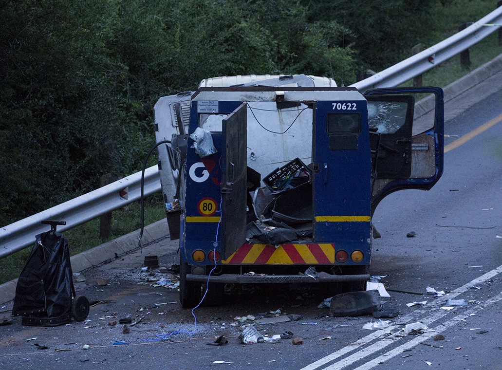 Security guard injured after robbers blow up cash-in-transit vehicle