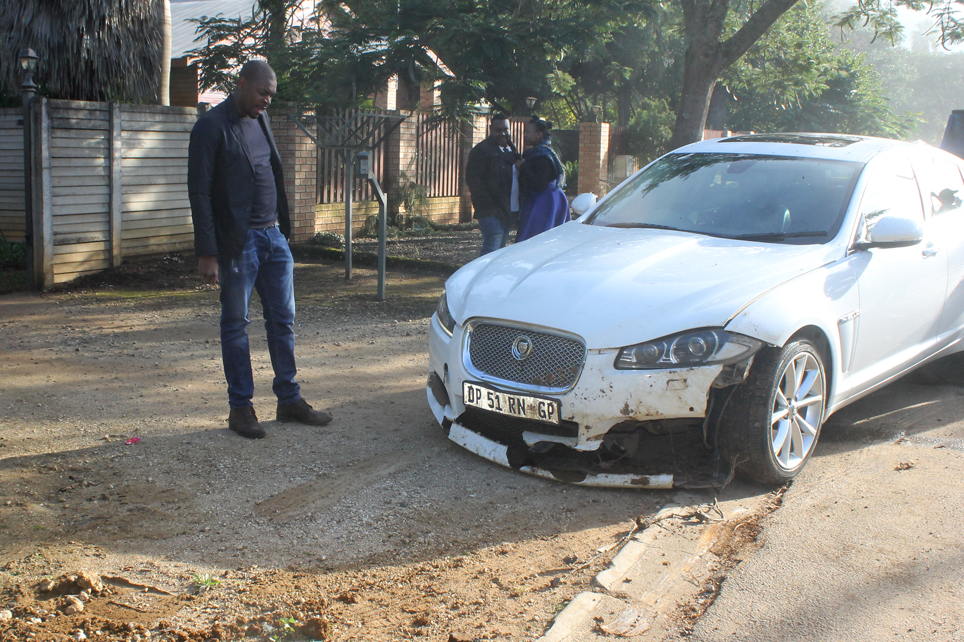 Motorist upset after Jaguar ends up in hole