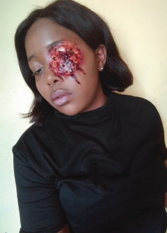 Special-effect make-up artist addresses issues of women abuse