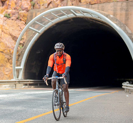 Nyiko cycling to promote the rights of fathers