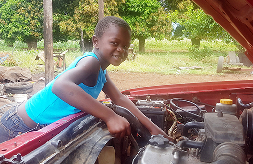 At age seven, Lufuno is already a very handy mechanic