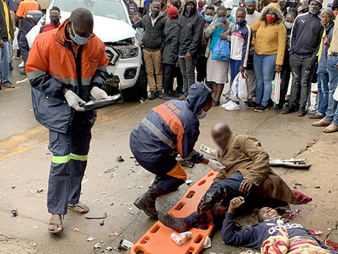 Bakkie crashes into pedestrians