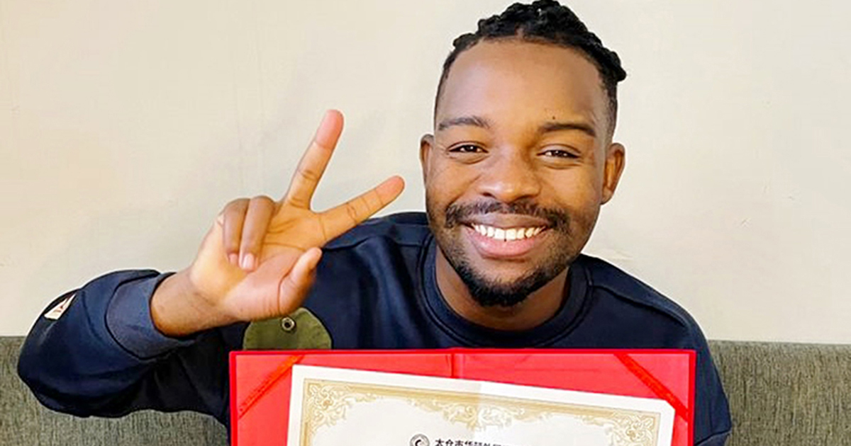 Amos Ndou is flying the SA flag high in China
