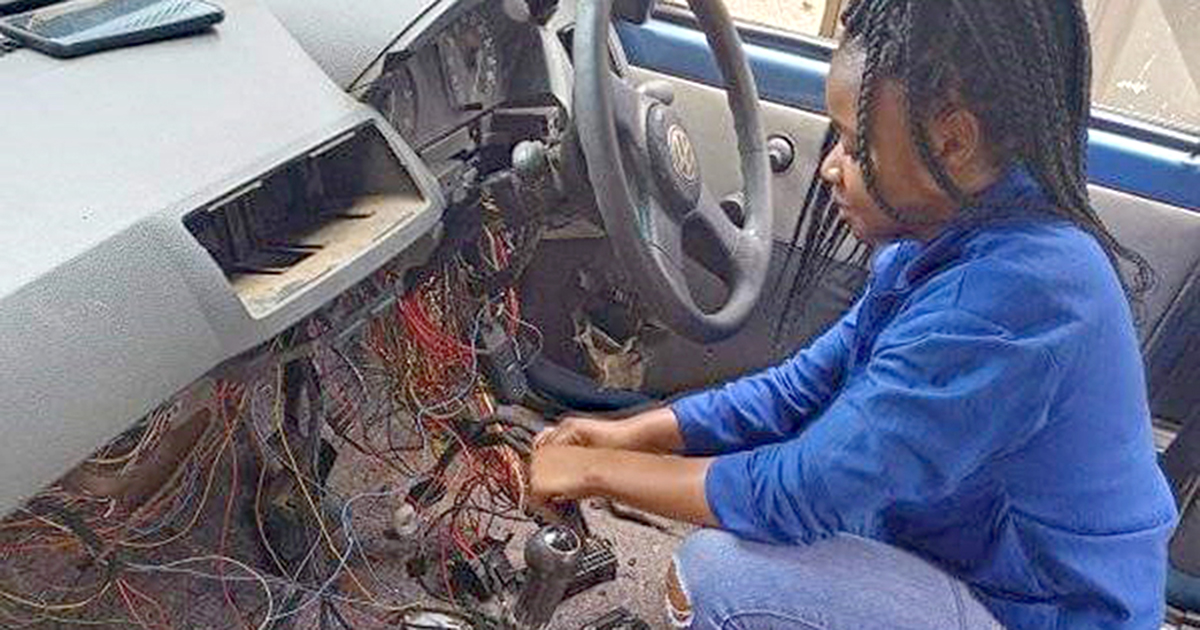 A woman's place can also be in the auto electrician shop