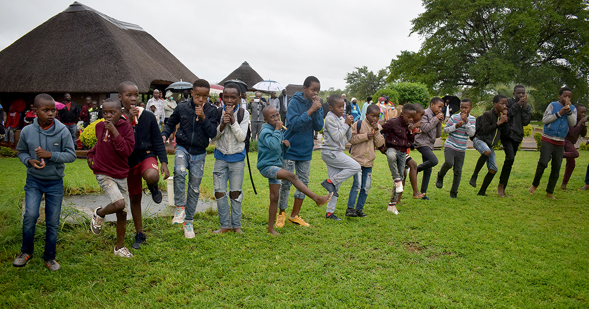 Mukula dance group celebrate their victory at Matsila's kraal