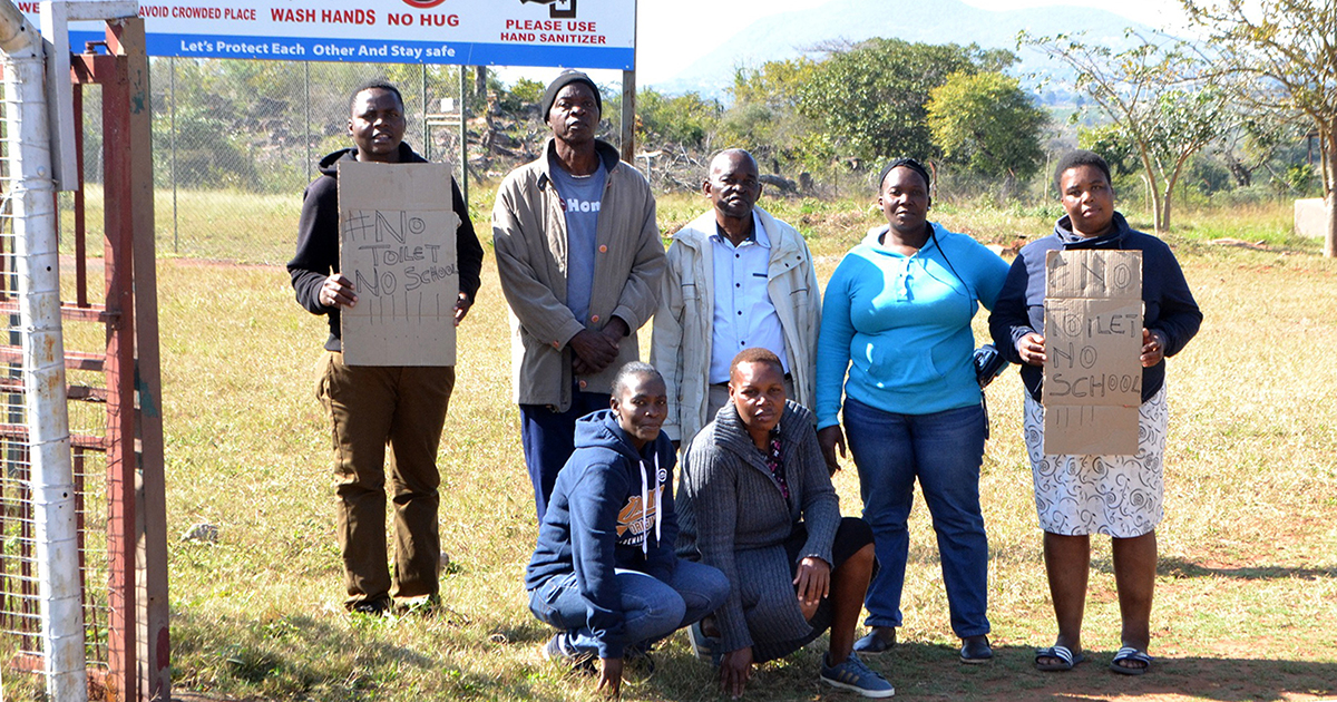'No toilets, no school,' say Tshapasha Primary parents and SGB