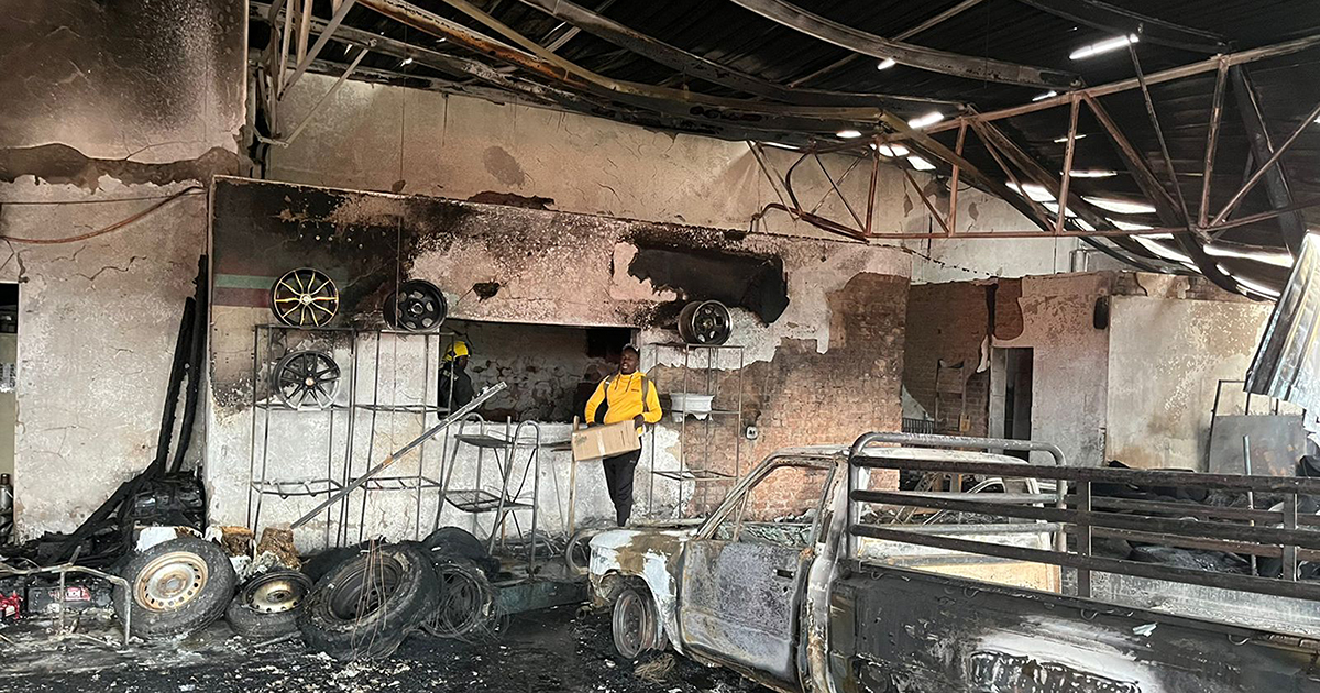 Back in business just three days after devastating fire