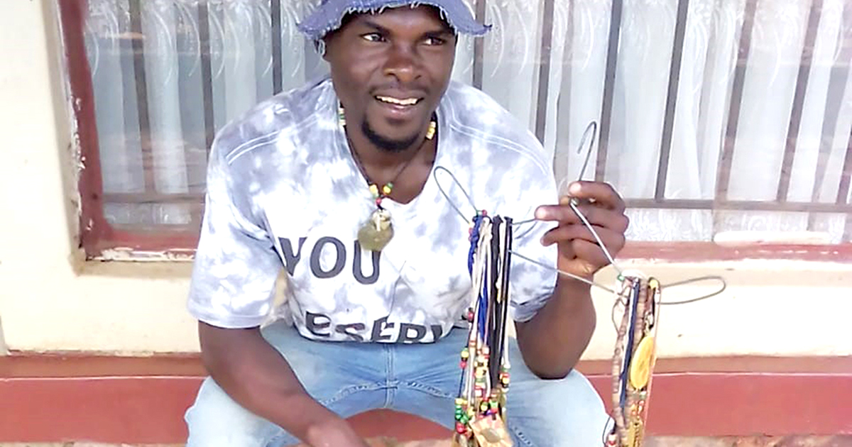 Mbedzi's stone necklaces are becoming the latest trend