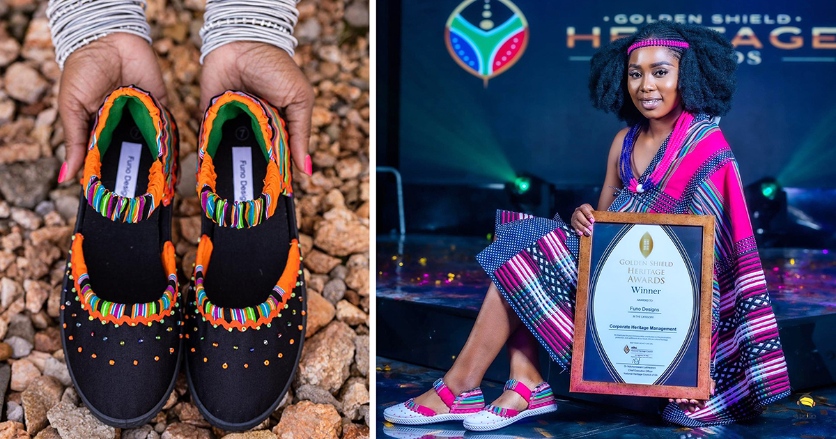 Lufuno's trendy traditional sneakers win heritage award