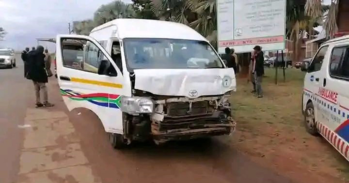 Close call for inmates after collision between taxi and police van