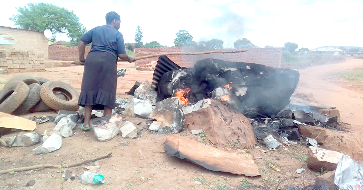 Netswera uses old, traditional methods to clear land and crush rocks