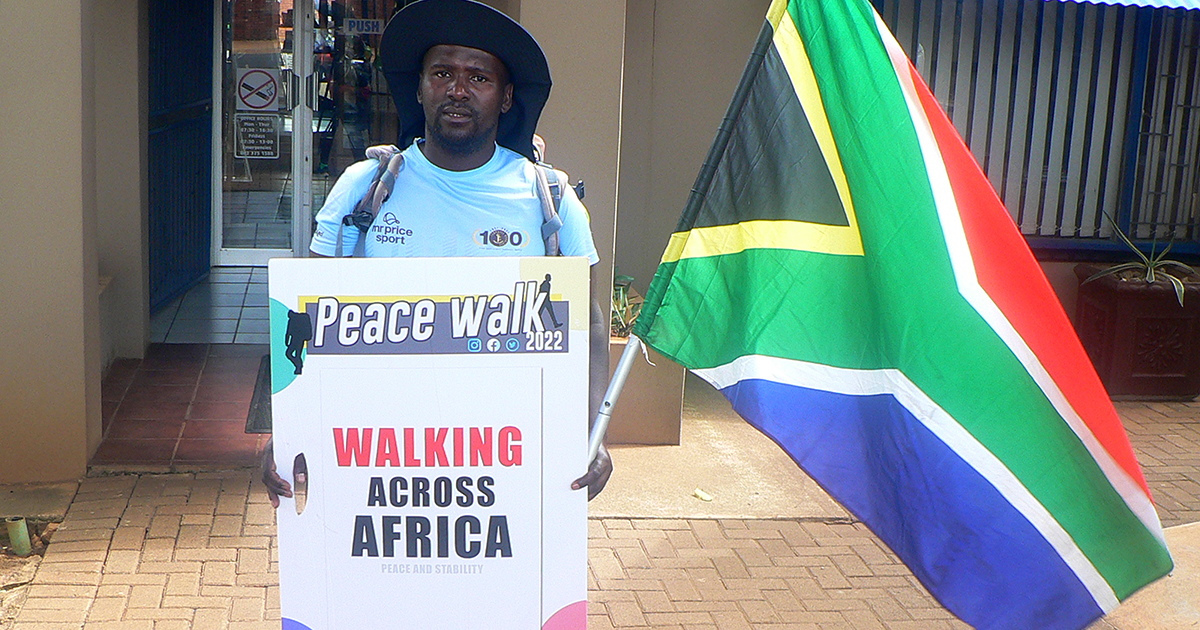 Siyanda walks across Africa to try and promote peace and stability