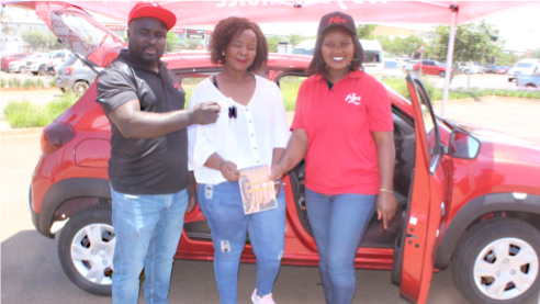 Rose Maluleke wins a brand-new car from Roots Butchery.