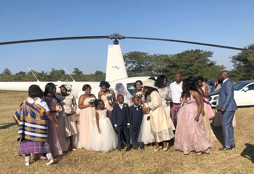 Helicopter at posch village wedding